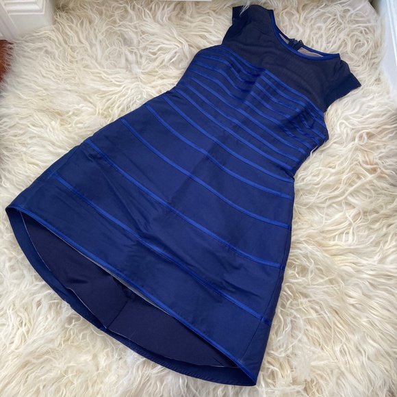 HALSTON Heritage Cap Sleeve Scoop-Neck Satin Dress - Picture 2 of 8